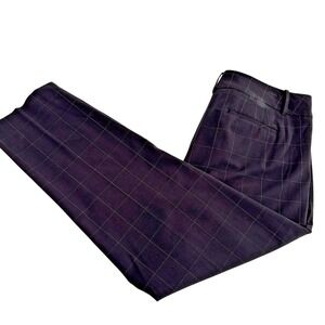 Chico's Fabulously Slimming Ankle Pants Women 12 Black Windowpane Plaid Stretch